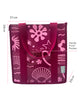 A folded square canvas tote bag with bright pink patterns on maroon colour.  Layla Print - Daily Bag - Reusable bags online | Weekender bags | Shopper bags | Pouches  Hello Weekend Beige canvas handles | Beach Bags