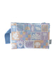 A handy rectangle shaped zippered pouch in a blue, purple and orange print. Lizzie print - Good To Go Pouch - Reusable bags online | Daily bags | Shopper bags | Weekender bags | Hello Weekend Pouch