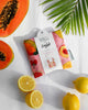 Reusable shopping bag with fruit pattern on a pink background. Fruit Print - Shopper Bag - Reusable bags online | Daily bags | Shopper bags | Weekender bags  Hello Weekend