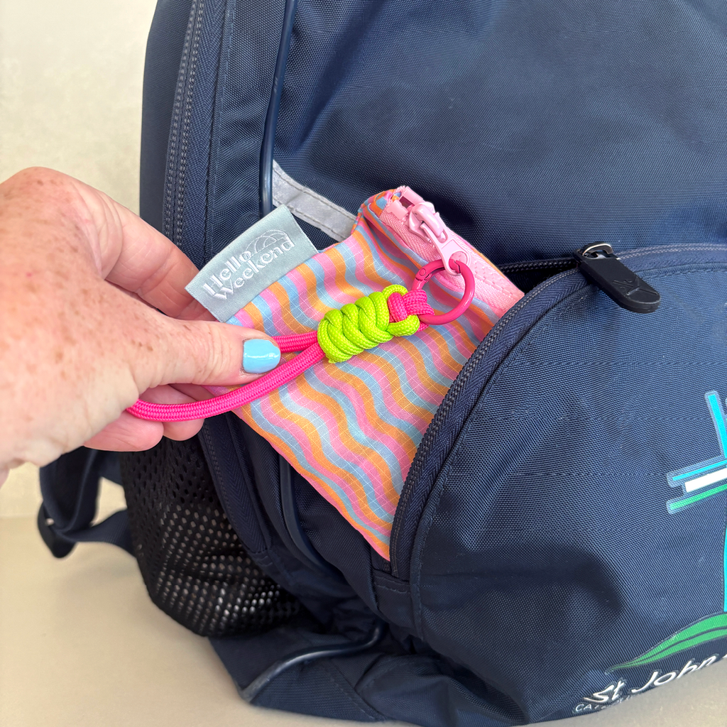 Colourful Heart and waves pattern print  | Mini Set of zipper pouches | Shopper Bag Reusable bags online | Daily bags | Shopper bags | Weekender bags  Hello Weekend 