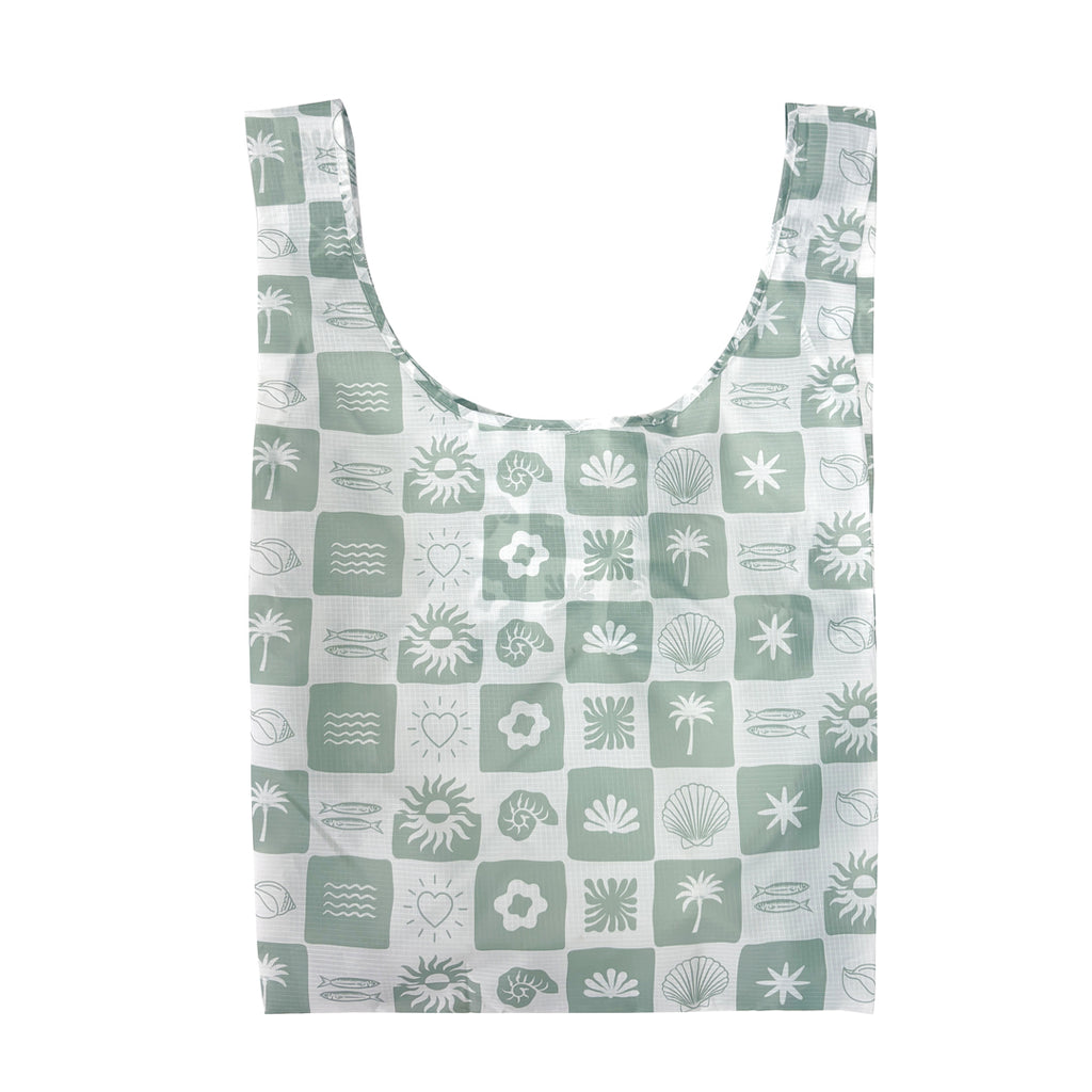 Sage Checkerboard print - Shopper Bag - Reusable bags online | Daily bags | Shopper bags | Weekender bags  Hello Weekend