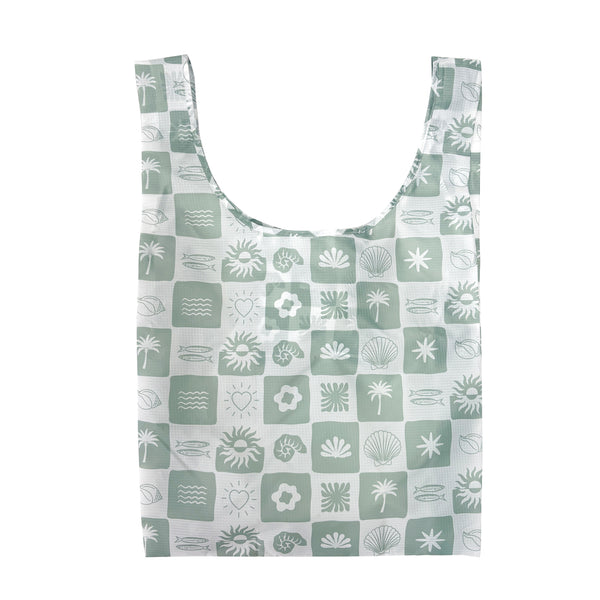 Sage Checkerboard print - Shopper Bag - Reusable bags online | Daily bags | Shopper bags | Weekender bags  Hello Weekend