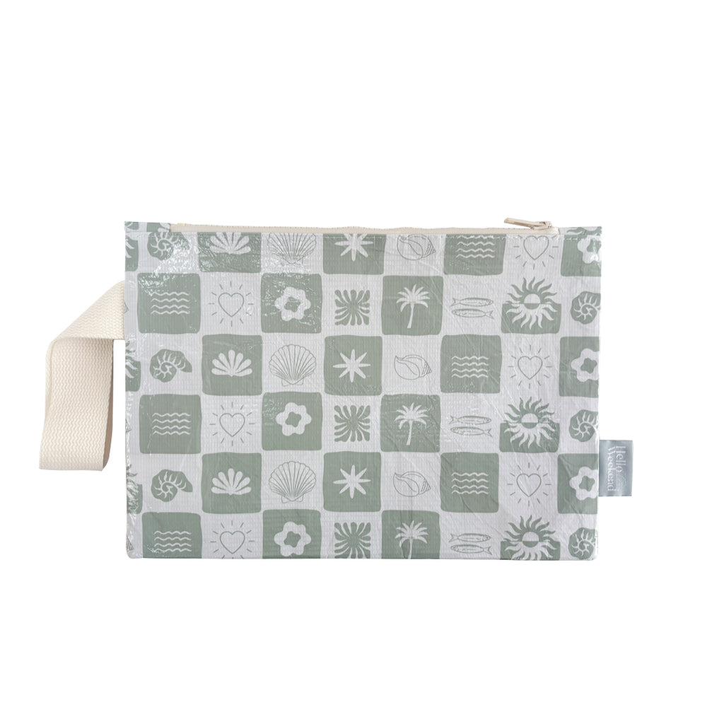 Sage Checkerboard - Good To Go Pouch - Reusable bags online | Daily bags | Shopper bags | Weekender bags | Hello Weekend Pouch