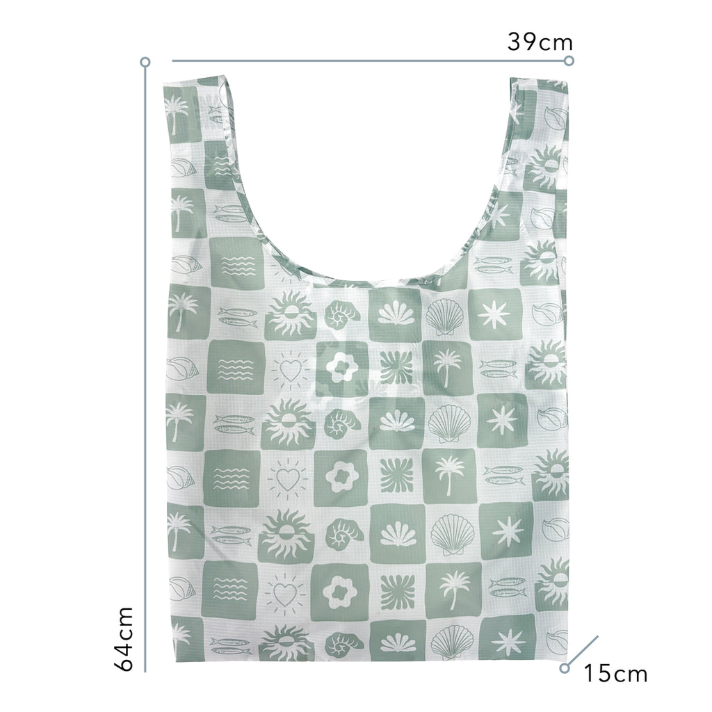 Sage Checkerboard print - Shopper Bag - Reusable bags online | Daily bags | Shopper bags | Weekender bags  Hello Weekend
