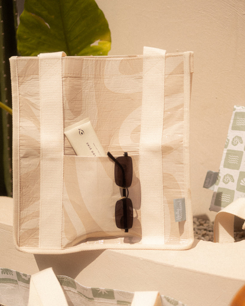 Sandy Daily Bag - Reusable bags online | Weekender bags | Shopper bags | Pouches  Hello Weekend Beige canvas handles | Beach Bags