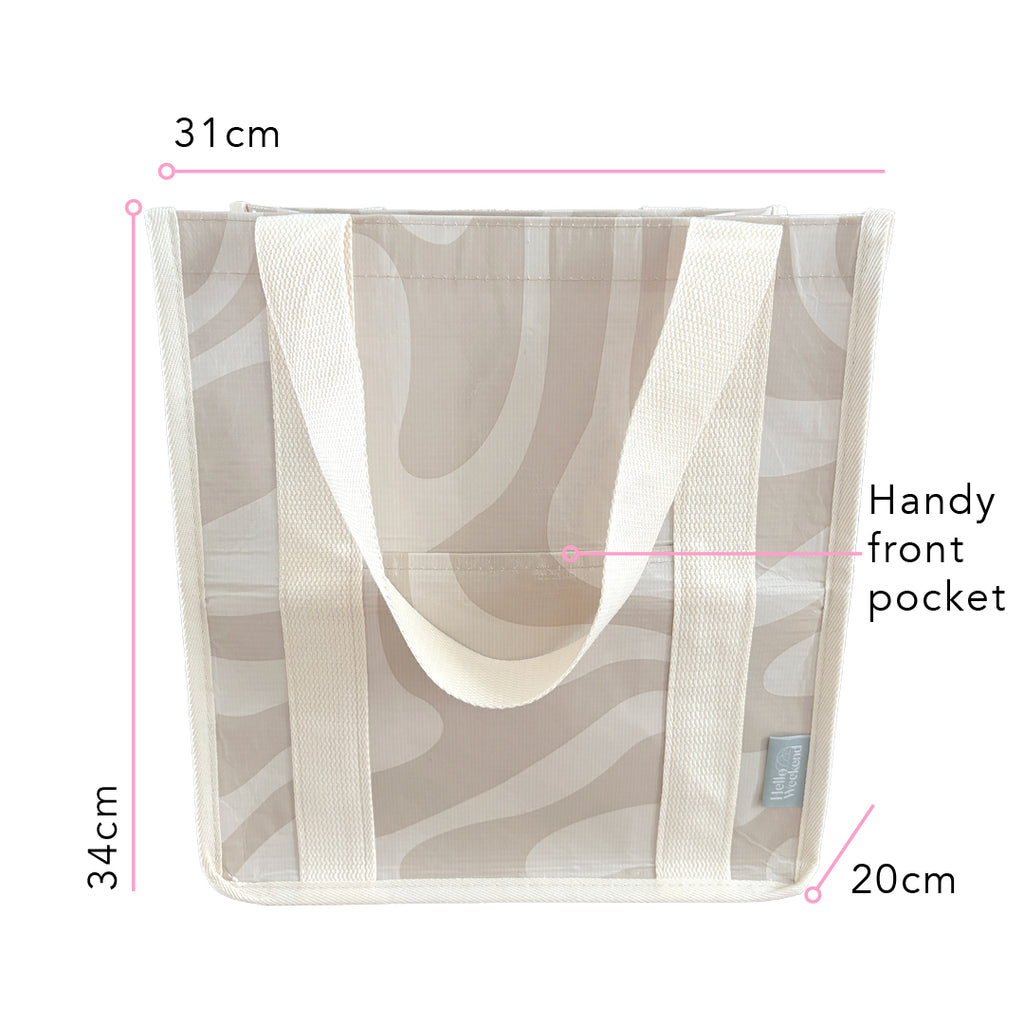 Sandy Daily Bag - Reusable bags online | Weekender bags | Shopper bags | Pouches  Hello Weekend Beige canvas handles | Beach Bags