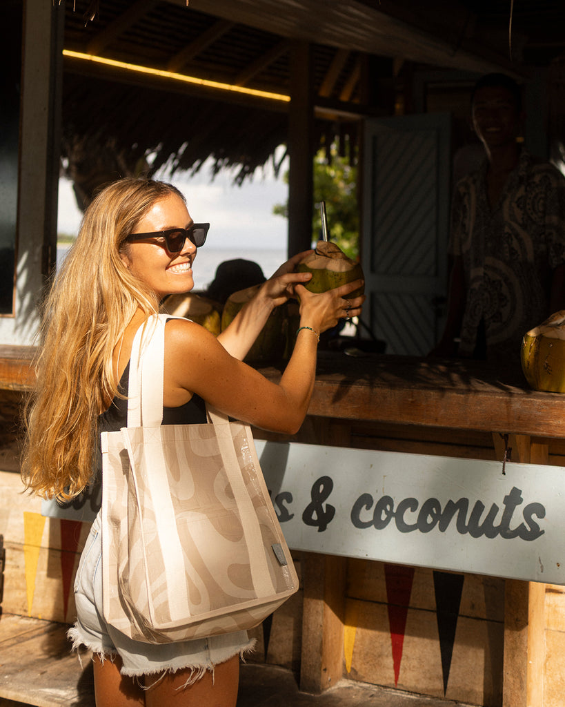 Sandy Daily Bag - Reusable bags online | Weekender bags | Shopper bags | Pouches  Hello Weekend Beige canvas handles | Beach Bags