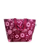 A Hello Weekend magenta tote bag with a pink and white ocean-themed pattern featuring seashells, starfish, waves, and a heart with two sets of maroon cotton canvas straps. Layla Print - Weekender Bag - Reusable bags online | Daily bags | Shopper bags | Pouches  Hello Weekend Beige canvas handles | Beach Bags